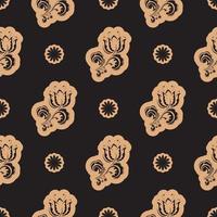 Seamless luxury pattern with flowers and monograms in Simple style. vector
