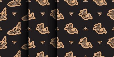 Set of Seamless luxury pattern with sharks. Good for clothing and textiles. Vector illustration.