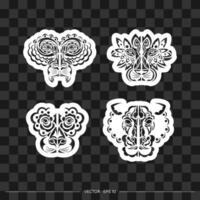 Set of four stickers with tribal patterns vector