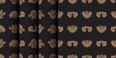 Set of Seamless pattern with Damask element. Good for backgrounds, prints, apparel and textiles. Vector illustration.