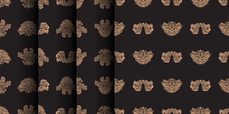 Set of Seamless pattern with Damask element. Good for backgrounds, prints, apparel and textiles. illustration.