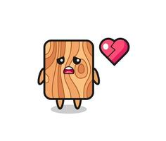 plank wood cartoon illustration is broken heart vector