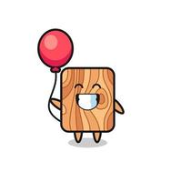 plank wood mascot illustration is playing balloon vector
