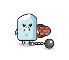 Character mascot of chalk as a prisoner vector