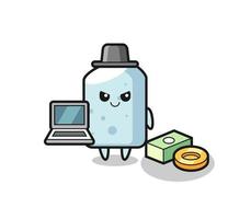 Mascot Illustration of chalk as a hacker vector