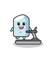 chalk cartoon character walking on the treadmill vector