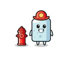 Mascot character of chalk as a firefighter vector