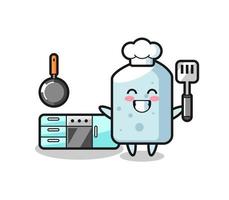 ilustración de personaje de tiza mientras un chef está cocinando vector