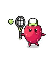 Cartoon character of prickly pear as a tennis player vector