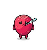 prickly pear mascot character with fever condition vector