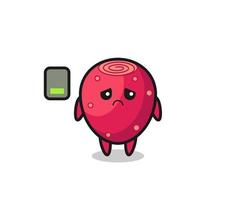 prickly pear mascot character doing a tired gesture vector