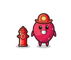 Mascot character of prickly pear as a firefighter vector