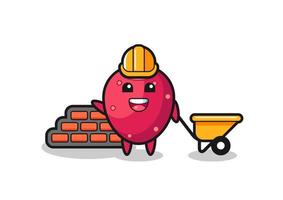 Cartoon character of prickly pear as a builder vector