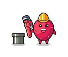 Character Illustration of prickly pear as a plumber vector