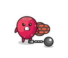 Character mascot of prickly pear as a prisoner vector