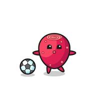 Illustration of prickly pear cartoon is playing soccer vector