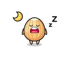 almond character illustration sleeping at night vector