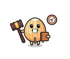 Mascot cartoon of almond as a judge vector