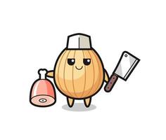 Illustration of almond character as a butcher vector