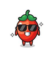 Cartoon mascot of chili pepper with cool gesture vector