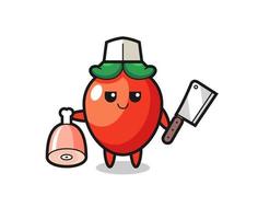 Illustration of chili pepper character as a butcher vector