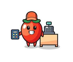 Illustration of chili pepper character as a cashier vector