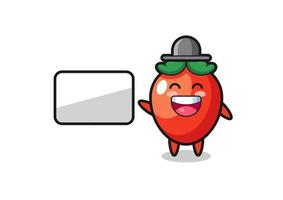 chili pepper cartoon illustration doing a presentation vector