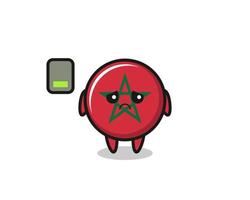 morocco flag mascot character doing a tired gesture vector