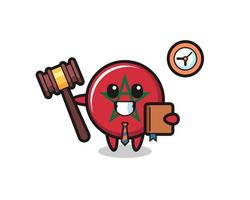 Mascot cartoon of morocco flag as a judge vector