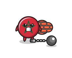 Character mascot of morocco flag as a prisoner vector