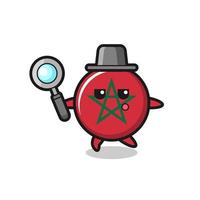 morocco flag cartoon character searching with a magnifying glass vector