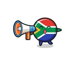 ilustración de personaje de sudáfrica sosteniendo un megáfono vector