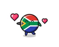 caricatura de personaje de sudáfrica con gesto de beso vector