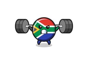 south africa mascot cartoon with a barbell vector