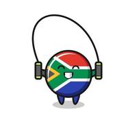 caricatura de personaje de sudáfrica con saltar la cuerda vector