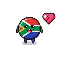 south africa cartoon illustration is broken heart vector