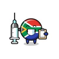 ilustración de mascota de sudáfrica como médico vector