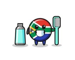 ilustración de mascota de sudáfrica con un cepillo de dientes vector