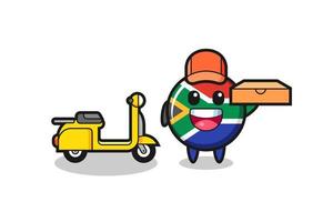 ilustración de personaje de sudáfrica como repartidor de pizza vector