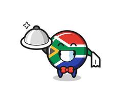 Character mascot of south africa as a waiters