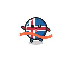 cute iceland flag illustration is reaching the finish vector