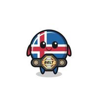 the MMA fighter iceland flag mascot with a belt vector