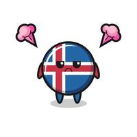 expresión molesta del lindo personaje de dibujos animados de la bandera de islandia vector