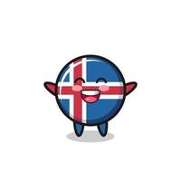 personaje de dibujos animados de la bandera de islandia bebé feliz vector