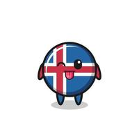 cute iceland flag character in sweet expression while sticking out her tongue vector