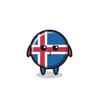 the bored expression of cute iceland flag characters vector