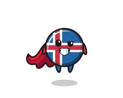 el lindo personaje de la bandera de islandia como un superhéroe volador vector