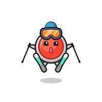 personaje de la mascota del botón de pánico de emergencia como jugador de esquí vector