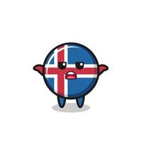 personaje de la mascota de la bandera de islandia diciendo que no sé vector