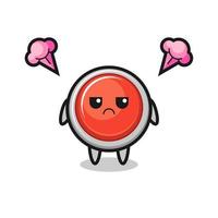 annoyed expression of the cute emergency panic button cartoon character vector